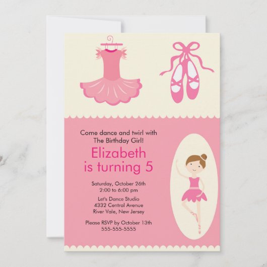 Ballerina Dance Birthday Invitation Kaart (Voorkant)