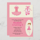 Ballerina Dance Birthday Invitation Kaart (Voorkant / Achterkant)