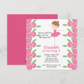Ballerina Dance Birthday Invitation Kaart (Voorkant / Achterkant)