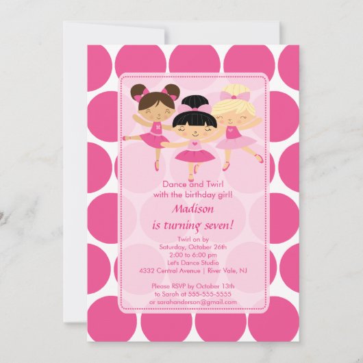Ballerina Dance Birthday Invitation Kaart (Voorkant)