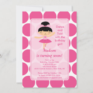 Ballerina Dance Birthday Invitation Kaart