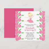 Ballerina Dance Birthday Invitation Kaart (Voorkant / Achterkant)