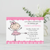 Ballerina Dance Birthday Invitation Kaart (Staand voorkant)