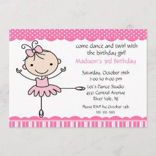 Ballerina Dance Birthday Invitation Kaart