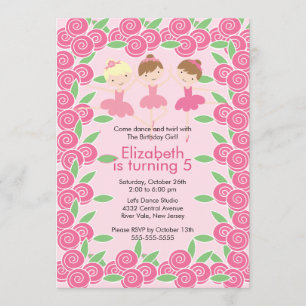 Ballerina Dance Birthday Invitation Kaart