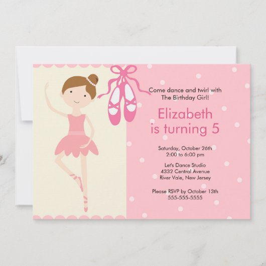 Ballerina Dance Birthday Invitation Kaart (Voorkant)