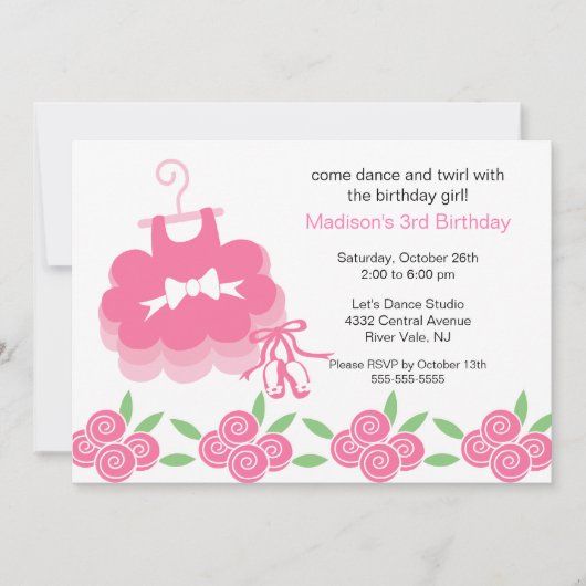 Ballerina Dance Birthday Invitation Kaart (Voorkant)