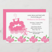 Ballerina Dance Birthday Invitation Kaart (Voorkant / Achterkant)