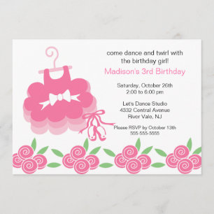 Ballerina Dance Birthday Invitation Kaart