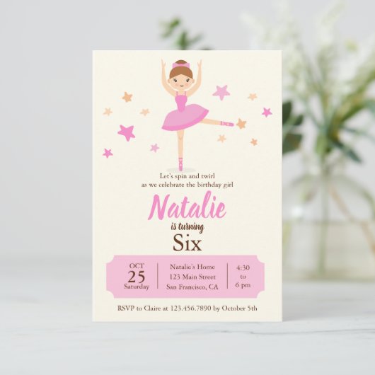 Ballerina Dance Birthday Kaart (Staand voorkant)