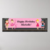 Ballerina Dance Birthday Party Banner 40x12 Poster (Voorkant)