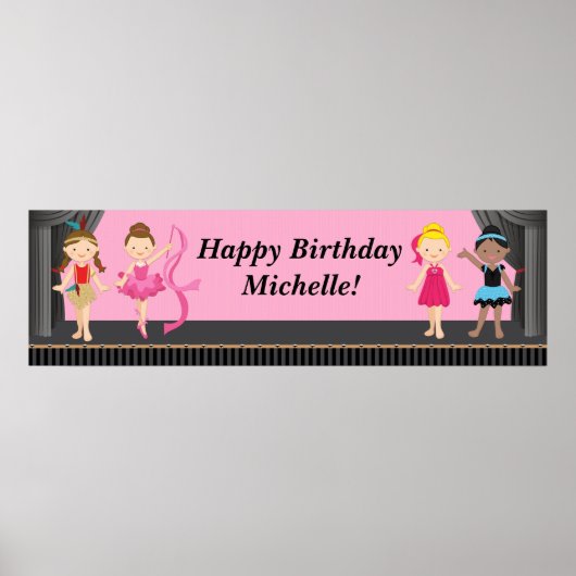 Ballerina Dance Birthday Party Banner 40x12 Poster (Voorkant)