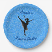 Ballerina Dance Blue Sparkle Papieren Bordje (Voorkant)