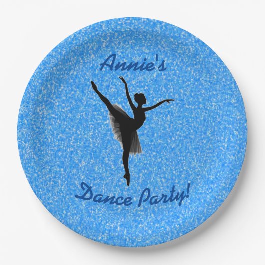 Ballerina Dance Blue Sparkle Papieren Bordje (Voorkant)