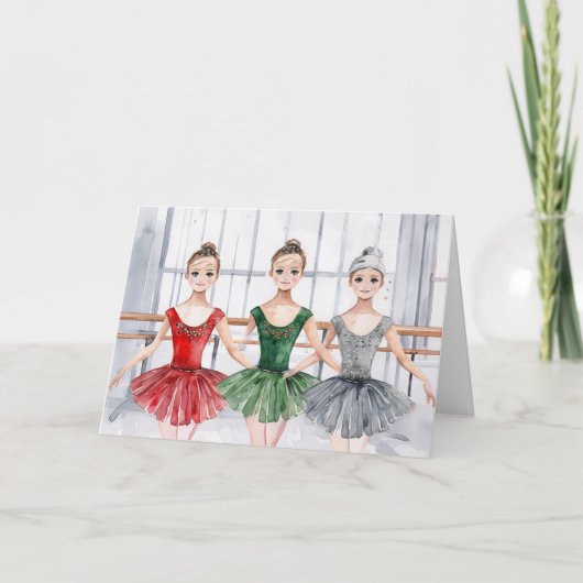 Ballerina Dance Christmas Card Feestdagen Kaart (Voorkant)