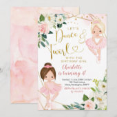 Ballerina Dance en Twirl Birthday Invitation Kaart (Voorkant / Achterkant)