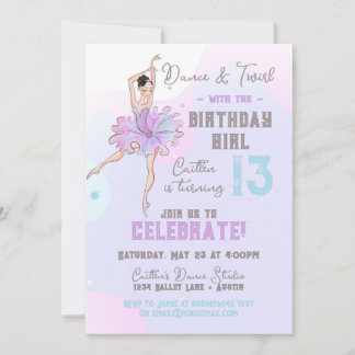 Ballerina Dance en Twirl Teen Verjaardag Uitnodigi Kaart