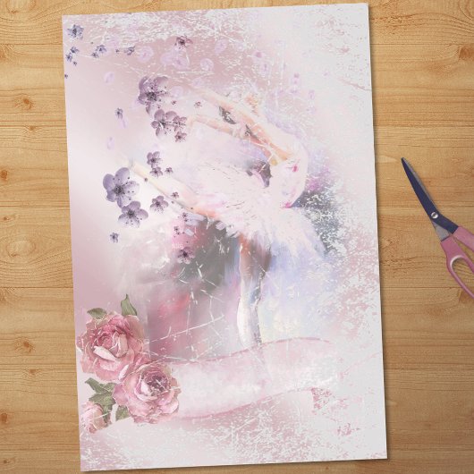 Ballerina Dance Florals Ribbon Decoupage Tissuepapier