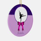 Ballerina Dance Glitter en Bow Ceramic Ornament (Rechts)