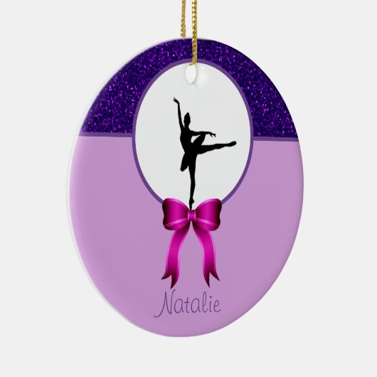 Ballerina Dance Glitter en Bow Ceramic Ornament (Rechts)