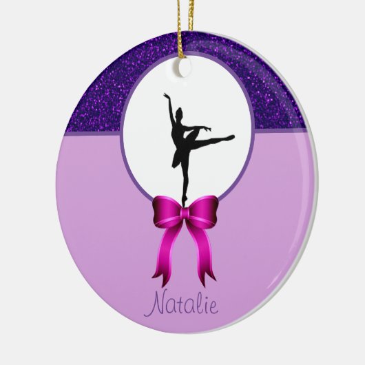 Ballerina Dance Glitter en Bow Ceramic Ornament (Links)