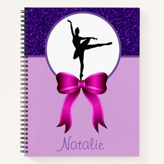 Ballerina Dance Glitter en Bow Notitieboek (Voorkant)
