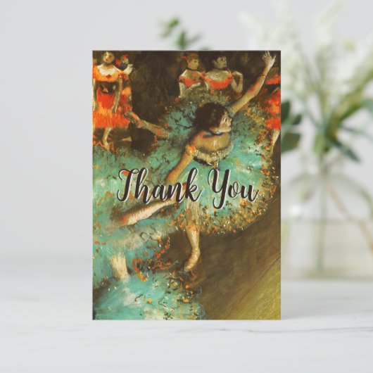 Ballerina Dance Groene Danser Edger Degas Schilder Bedankkaart (Staand voorkant)