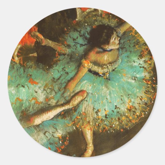 Ballerina Dance Groene Danser Edger Degas Schilder Ronde Sticker (Voorkant)