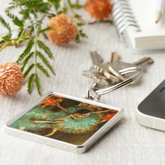 Ballerina Dance Groene Danser Edger Degas Schilder Sleutelhanger (Zijkant)