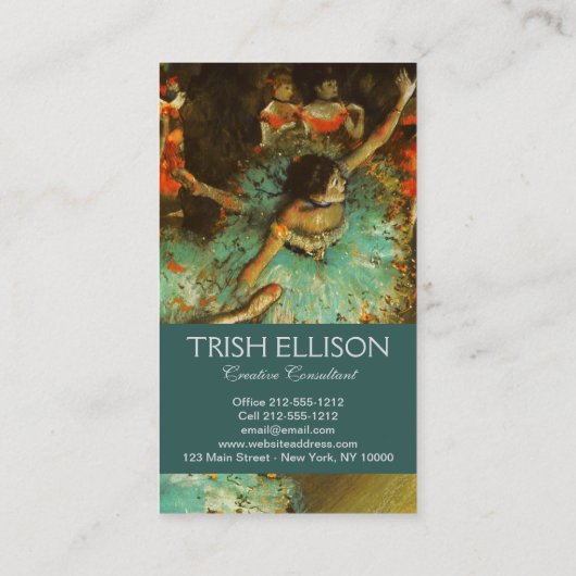 Ballerina Dance Groene Danser Edger Degas Schilder Visitekaartje (Achterkant)