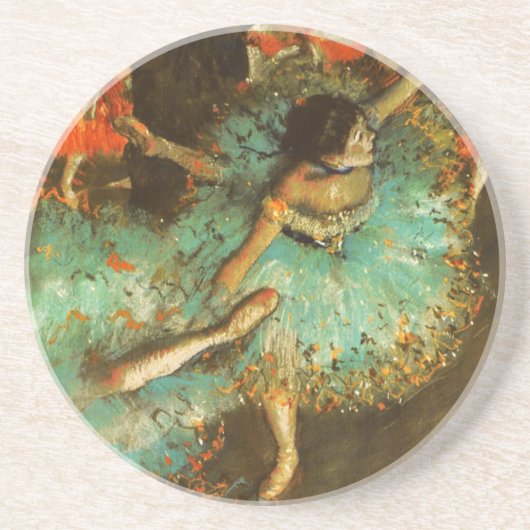 Ballerina Dance Groene Danser Edger Degas Schilder Zandsteen Onderzetter (Voorkant)