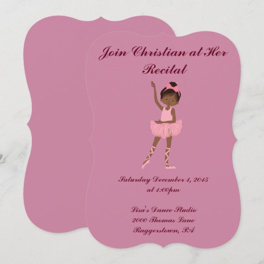 Ballerina Dance, overweging van Little Girl Kaart (Voorkant / Achterkant)