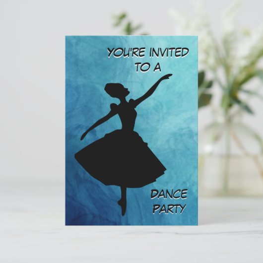 Ballerina Dance Party Uitnodiging (Staand voorkant)