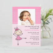 Ballerina Dance Photo Birthday Invitation Kaart (Staand voorkant)