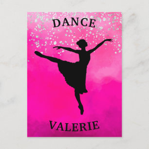 Ballerina Dance Pink Ombre Sparkle Briefkaart