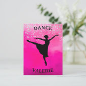 Ballerina Dance Pink Ombre Sparkle Briefkaart (Staand voorkant)