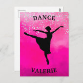 Ballerina Dance Pink Ombre Sparkle Briefkaart (Voorkant / Achterkant)