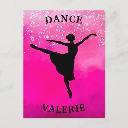 Ballerina Dance Pink Ombre Sparkle Briefkaart (Voorkant)