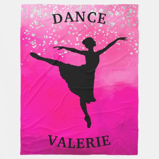 Ballerina Dance Pink Ombre Sparkle Fleece Deken (Voorkant)