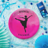Ballerina Dance Pink Ombre Sparkle Papieren Bordje (Feest)