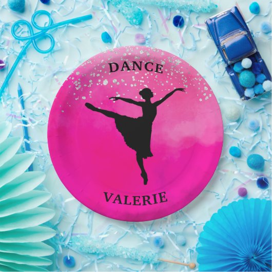 Ballerina Dance Pink Ombre Sparkle Papieren Bordje (Feest)