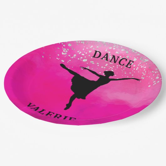 Ballerina Dance Pink Ombre Sparkle Papieren Bordje (Gekanteld)