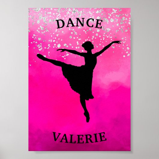 Ballerina Dance Pink Ombre Sparkle Poster (Voorkant)
