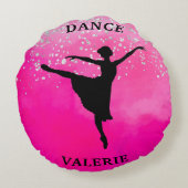 Ballerina Dance Pink Ombre Sparkle Rond Kussen (Achterkant)