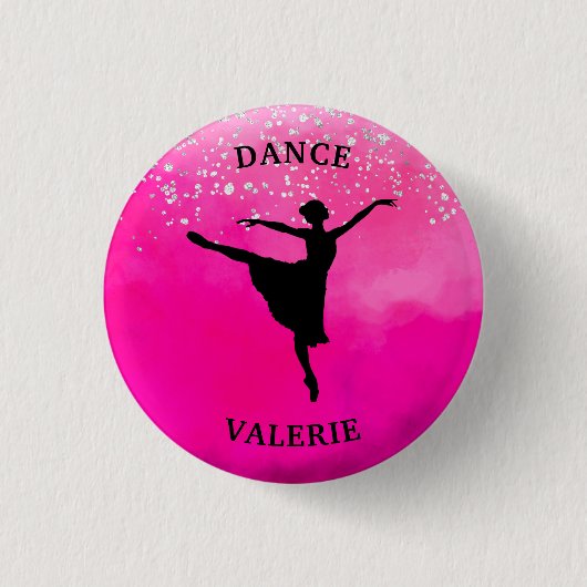 Ballerina Dance Pink Ombre Sparkle Ronde Button 3,2 Cm (Voorkant)