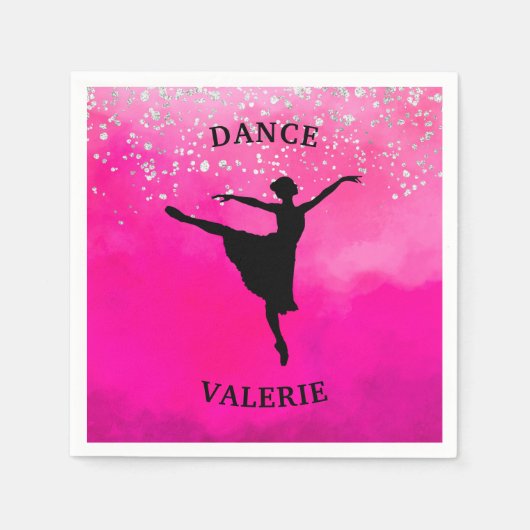 Ballerina Dance Pink Ombre Sparkle Servet (Voorkant)