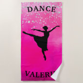 Ballerina Dance Pink Ombre Sparkle Strandlaken (Voorkant)