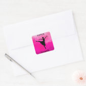 Ballerina Dance Pink Ombre Sparkle Vierkante Sticker (Envelop)