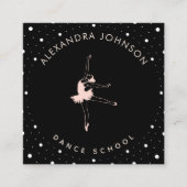 Ballerina Dance School Black Vierkante Visitekaartje (Voorkant)