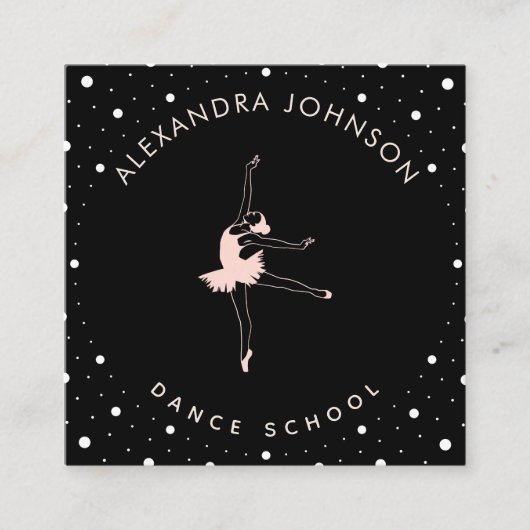 Ballerina Dance School Black Vierkante Visitekaartje (Voorkant)